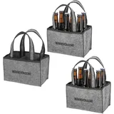 Novaliv 3X Flaschenträger 6 Flaschen Bierträger MÄNNERTASCHE Männerhandtasche Filz Herrenhandtasche Bier Flaschentasche 22,5x15x14cm (LxBxH)