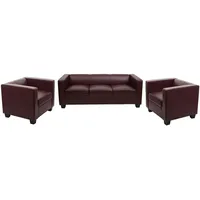 Mendler 3-1-1 Sofagarnitur Couchgarnitur Loungesofa Lille ~ Kunstleder, rot-braun