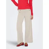 Only Anzughose "ONLTILDA LIFE 6-BUTTON PANTS JRS NOOS", Damen, Gr. XL (42), Länge 32, chateau gray detail:gold buttons, Jersey, Obermaterial: 95% Polyester, 5% Elasthan, unifarben, regular fit lang, Hosen Anzughose