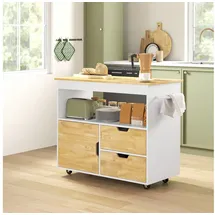 Homcom Küchenwagen Spanplatte Gummiholz Eiche 107L x 50B x 85H cm-Eiche | Gr.: onesize