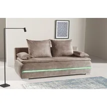 werk2 Schlafsofa WERK2 "Tekla LED, Bettcouch Breite 206cm, Liegefläche 200/140cm", beige (natur), B:206cm H:88cm T:91cm, 100% Polyester, Sofas, Schlafsofa, 2-Sitzer Schlafcouch mit Bettkasten & stylischer RGB-LED-Beleuchtung