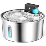 PawPoll Katzenbrunnen Kabellos mit Bewegungsmelder 4200mAh Batteriebetrieben, 3.2L Edelstahl Trinkbrunnen für Katze mit Leise Wasserpumpe, LED, Leicht zu Reinigen Katzen Wasserbrunnen