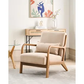 Beliani Sessel Skovde Stoff 72 x 71 x 70 cm Beige mit Kissen