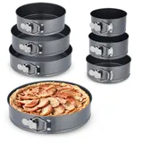 Relaxdays Springform Set, 7-TLG., runde Backformen, Ø 14/16/18/20/24/26/28 cm, Edelstahl, Antihaft Kuchenform, anthrazit