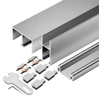 ByteRunning Doppelschienen SchiebetüR Beschlagsatz,Glas SchiebetüRschiene,Aluminiumlegierung,VerschleißFest Und Rostfrei,Sanft Gleitende Schiene,for GlastüRen In KüChe Und Wohnzimmer