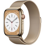 Apple Watch Series 8 GPS + Cellular 45 mm Edelstahlgehäuse gold, Milanaise Armband gold
