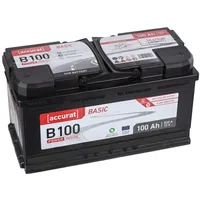 Accurat Basic B100 Autobatterie - 12V, 100Ah, 830A, zyklenfest, wartungsfrei, 30% mehr Startleistung, Ca-Technologie, Pluspol rechts- Starterbatterie, Nassbatterie, Blei-Säure Batterie
