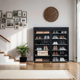 Intirilife Stoffschrank Schwarz, Textil, 30x115x116 cm Schlafzimmer, Kleiderschränke, Stoffschrank