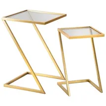 Mauro Ferretti Beistelltische 2er-Set, Tischplatten aus Rauchglas