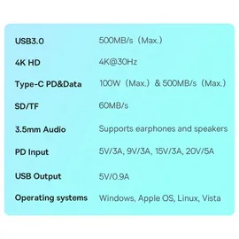 Baseus PadJoy 6 USB Typ-C 500 Mbit/s Grau