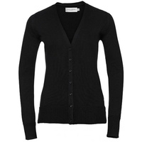 RUSSELL Ladies` V-Neck Knitted Cardigan, Black, - Größe