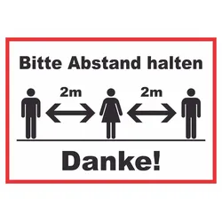Bitte 2m Abstand halten Schild A2 (420x594mm)