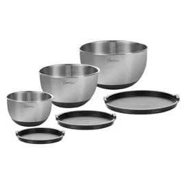 Genius Edelstahl Schüssel-Set Schwarz/Silber 6-tlg.