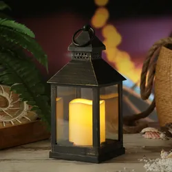 LED Laterne mit Kerze - warmweiß flackernde LED - H: 23cm - Batteriebetrieb - sc...