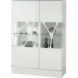 LEONARDO Highboard »Cube«, mit Sicherheitsglas und edlem MDF Holz, Höhe157 cm weiß