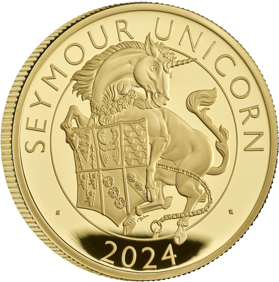 Offizielle "Seymour Unicorn - Einhorn" Gold-Münze 2024, PP, 1oz, 100GBP