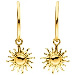 Paar Creolen PURELEI "Schmuck Geschenk Sun Ohrringe, mit abnehmbaren Einhänger, Earring-Sun", gold (gelbgoldfarben), Ohrringe, Damen, Edelstahl, Einhänger abnehmbar