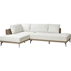 Beliani Ecksofa 3-Sitzer MYKEN Stoff Cremeweiß rechtsseitig