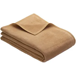 Kniedecke IBENA "Uni Kniedecke Luxus", braun (camel), B:100cm L:150cm, Baumwolle, Polyacryl, Polyester, Wohndecken, unifarbenes Design