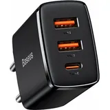 Baseus Compact Quick Charger 2xUSB USB-C PD 3A 30W - Black