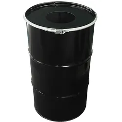 PROREGAL Robuste Abfalltonne mit Einwurf-Öffnung | 120 Liter, HxBxT 82x49x49cm | Metall | Schwarz