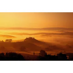 Fototapete PAPERMOON "Landschaft bei Sonnenuntergang", bunt, B:4,00m L:2,60m, Vlies, Tapeten