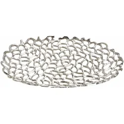 Schale 46 x 29 cm Metall Silber