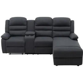 vente-unique Eckcouch Polyester 2-Sitzer Anthrazit