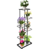 QWORK® Pflanzenständer, Multi-Layer Metall Blumenregal Pflanzenregal 6 Tier 7 Töpfe, Pflanzenregal Blumenregal, für Innen und Außen