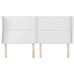 vidaXL Kopfteil mit Ohren Weiß 203x23x118/128 cm Kunstleder