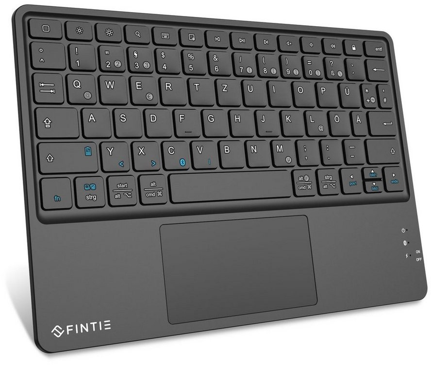 Fintie Kabellose Bluetooth Tastatur mit Touchpad, Deutsch Layout Tastatur Tablet-Tastatur (für iPad, Samsung, Lenovo Tablets, iPhone, Smartphone, Android-Tablets) schwarz