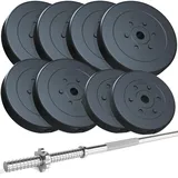 ScSPORTS® Langhantel Set - 17.5-65 kg, 30 mm, Verstellbar, Verchromt, 120/160 cm, mit Federverschluss/Sternverschluss - Langhantelstange, Hantelscheiben (65 KG (4x10 kg + 2x7.5 kg + 2x5 kg))