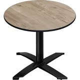 CPTG | Bistro Tisch | Ø:H 70 x 76 cm | Rustikal Eiche / Aluminium Schwarz | Zusatzgewicht