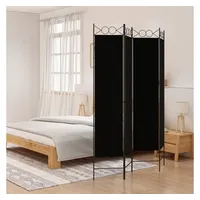 VidaXL 4-tlg. Paravent Schwarz 160x200 cm Stoff