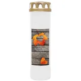 HS Candle 4er Pack Grabkerzen mit Motiv, Grablicht mit Brenndauer von ca. 7 Tage, Motiv: Laub Herz, in vielen weiteren Varianten