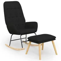 vidaXL Schaukelsessel mit Hocker Schwarz Stoff Modell 3