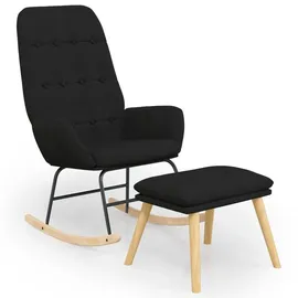 vidaXL Schaukelsessel mit Hocker Schwarz Stoff Modell 3