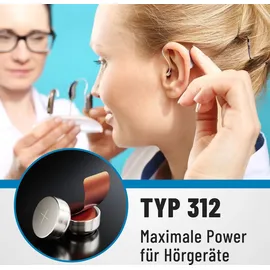 Absina Hörgerätebatterien 312 mit gut greifbarer Schutzfolie - Batterien für Hörgeräte 312 Zink Luft 1,45V - Typ 312 Hörgeräte Batterie Braun - PR41 ZL3 P312 Hörgerätebatterien