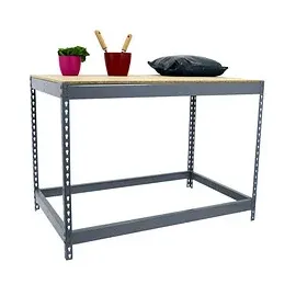 Simon Rack Simonrack Werkbank 400 kg, Belastbarkeit: 90x120x75 cm, Große Arbeitsfläche Arbeitsfläche, Arbeitstisch, Holz-Arbeitsplatte, Grau/Holz - BT-BASIC