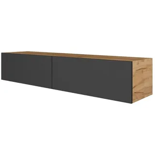 Planetmöbel West TV-Schrank, Fernsehtisch 160 cm lang, TV-Board hängend oder stehend, Fernsehschrank für Wohnzimmer, TV Möbel 37,8 x 160 x 30 cm, Gold Eiche anthrazit