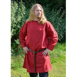 Battle Merchant Wikinger-Kostüm Mittelalter Langarm-Tunika, rot rot 52 – XL