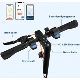 Mega Motion Elektroscooter E-Scooter mit Straßenzulassung ABE 8.5 Zoll Elektroroller mit 400W, APP, 20KM/H, 7,8AH 15KG Gewicht, faltbar, Duales Brems, Zwei Stoßdämpfer, Geeignet für Erwachsene