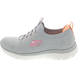 SKECHERS Summits Top Player Damen Sneaker, Gray Knit Pink Coral Trim, 38 EU