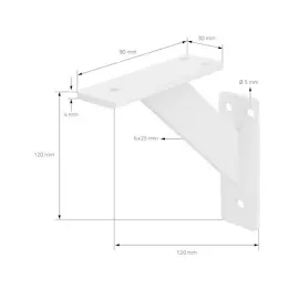 ML-Design 2 Stück Regalhalterung 120x120mm, Weiß, Aluminium, Schwebende Regalwinkel, Wandhalterung für Regalbrett, Regalträger für Wandmontage,