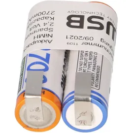 Panasonic 2er Reihe Lötfahne AA Mignon 2,4V 2700mAh Hochstrom-,Schnellladefähig
