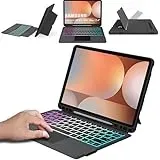 ROOFEI Galaxy Tab S9 FE+/S9+/S10+ 12,4 Zoll Hülle mit Tastatur QWERTZ - Abnehmbare Tastatur mit Touchpad & 7 Farbige Beleuchtung - Tastatur Hülle für Samsung Galaxy Tab S10+ Plus/S9 FE Plus/S9 Plus