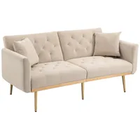 HAUSS SPLOE Schlafsofa 3-Sitzer-Sofa Polstermöbel aus weichem Samt Tagesbett Polsterbett beige