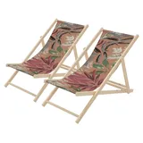 ECD Germany Gartenliege 2er Set Klappbar 120 x 60 x 80 cm Braun/Grün/Rot