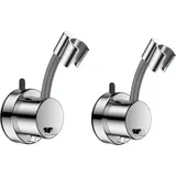INF Duschkopfhalter mit Haken 2er-Set Silber ABS 16cm verstellbar 720 Grad Silber - Silber