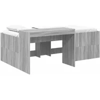 vidaXL Hochbett mit Schreibtisch 90 x 200 cm Holz grau